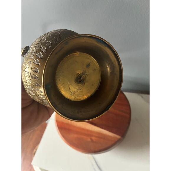 Vintage Hand-Engraved Solid Brass Ewer Pitcher – Ornate Middle Eastern Style - Picture 10 of 11